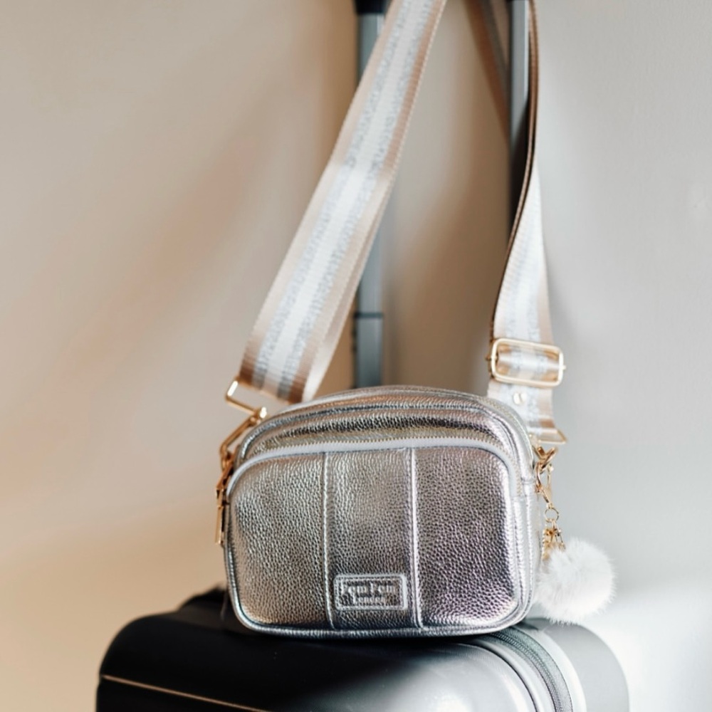 Pom Pom London Silver Crossbody Bag